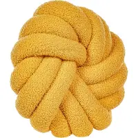 Beliani Boucle Knoten Kissen Gelb 31 x 31 cm AKOLA