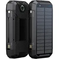 Powerneed S20000Q Mobilgeräte-Ladegerät, universell einsetzbar mit Lightning-Anschluss, Solarfunktion, USB-Kabellosladefunktion, Schnellladefunktion und Outdoor-Funktion.