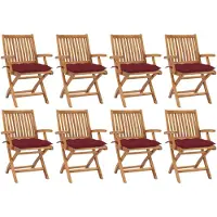 vidaXL Klappbare Gartenstühle mit Kissen 8 Stk. Massivholz Teak