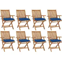 vidaXL Klappbare Gartenstühle mit Kissen 8 Stk. Massivholz Teak