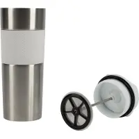 Bergner - Reisebecher 460 ml Lovers Edelstahl und Silikon weiß