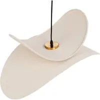Beliani Hängeleuchte Beige Stoffschirm Gewellt Glühbirnen-Optik Wellenform Langes Kabel Modern Beleuchtung Leuchte Esszimmer Schlafzimmer Wohnzimmer