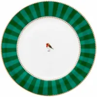 Pip studio Frühstücksteller Love Birds Stripes Emerald-Green 21 cm (6er-Set)
