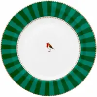 Pip studio Gebäckteller Love Birds Stripes Emerald-Green 17 cm (Set von 6 Stück)