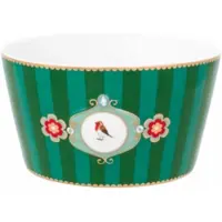 Pip studio Schüssel Love Birds Medaillon Stripes Smaragd Green 15 cm (4er-Set)