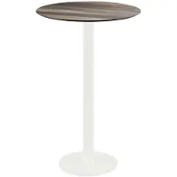 Essentials Urban Stehtisch Weiß gestell + Tropical Wood HPL Ø70 cm