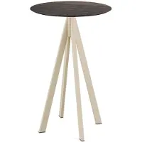 Essentials Infinity Stehtisch Sand gestell + Riverwashed Wood HPL Ø70 cm