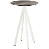 Essentials Infinity Stehtisch Weiß gestell + Tropical Wood HPL Ø70 cm