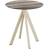 Essentials Infinity Terrassentisch Sand gestell + Tropical Wood HPL Ø70 cm