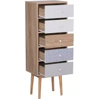 Beliani Kommode weiß/heller Holzfarbton MDF Platte Faserplatte Gummibaumholz 112 x 40 x 30 cm Modern Retro Stil Hoch Solide Wohnzimmer
