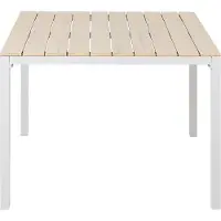 Beliani Gartentisch Beige und Weiß Aluminium Kunstholz Quadratisch 95 x 95 cm für 4 Personen Modern Balkon Terrasse Outdoor Garten Ausstattung