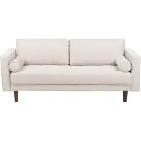 Beliani Sofa Set 2-Teilig Hellbeige Stoffbezug 3-Sitzer & Sessel mit Holzbeinen Dekokissen Dicke Lose Sitz- & Rückenkissen Schmale Armlehnen Retro