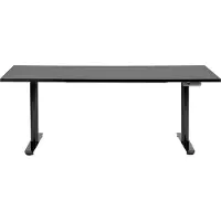 Beliani Schreibtisch Schwarz Melamin 180x80cm Elektrisch Höhenverstellbar Rechteckig mit USB Rundes Metallgestell Modern Büro Steh-Sitz-Tisch Stehtisch