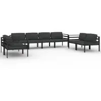 The Living Store 8-tlg. Garten-Lounge-Set mit Kissen Aluminium Anthrazit