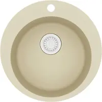 The Living Store Granitspüle Einzelbecken Rund Beige