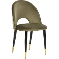 Beliani Esszimmerstuhl 2er Set Olivgrün Samtstoff mit Schwarzen Metallbeinen Goldene Akzente Retro Wohnzimmer Esszimmer Ausstattung Möbel Sitzmöbel