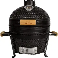 Patton Kamado Grill Holzkohlegrill "CLASSIC", Grill Ø34cm, Mattschwarz