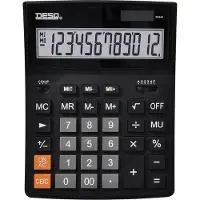 Desq Taschenrechner Heavy Duty XLarge 30444, 12-stelliges LC-Display, Solar- & Batteriebetrieb