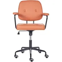 Beliani Bürostuhl Orange Stoff mit Gebremsten Rollen Armlehnen Höhenverstellbar Klassisch Retro Arbeitsstuhl Home-Office Wohnzimmer