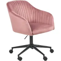 Beliani Arbeitshocker Rosa Samtstoff Modern Höhenverstellbar Drehbar Rollbar Bürostuhl Home-Office Büro Arbeitszimmer Ausstattung Sitzmöbel