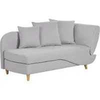 Beliani Chaiselongue Rechtsseitig Hellgrau Leinenoptik mit Bettkasten Dekokissen Modern Récamiere Liegesofa Sitzmöbel Wohnzimmer Jugendzimmer