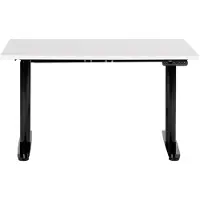 Beliani Schreibtisch Weiß/Schwarz Melamin 120x72cm Elektrisch Höhenverstellbar Rechteckig mit USB Rundes Metallgestell Modern Büro Steh-Sitz-Tisch