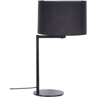 Beliani Tischlampe Schwarz Stoffschirm Trommelform Eisen Lampenfuß Nachttischlampe mit Schalter Modern Design Minimalistisch