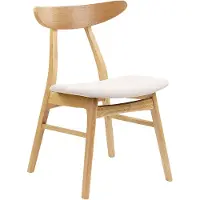 Beliani Esszimmerstuhl 2er Set Hellbraun Holz mit Polsterung Hellbeige Stoff Retro Skandinavisch Möbel Küche Wohnküche Wohnzimmer Ausstattung Sitzmöbel
