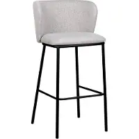 Beliani Barstuhl 2er Set Grau Stoffbezug und Metall mit Niedriger Lehne Fußstützen Retro Design Sitzmöbel Wohnzimmer Küche Bar Wohnküche Ausstattung