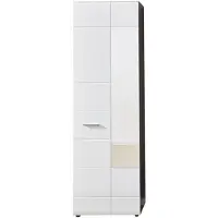 Ebuy24 LineGD Garderobenschrank 2 Türen rauchsilber, weiß Hochglanz.