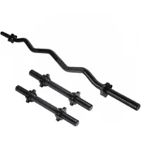 Gorilla Sports Hantelstangen Set - SZ Curlstange 120 cm, 2 Kurzhantelstangen 35 cm, Sternverschlüssen, Ø 30 mm, gerändelte Griffe, aus Chrom, Schwarz - Hantelset