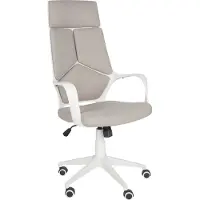 Beliani Bürostuhl Taupe und Weiß Stoffbezug Höhenverstellbar Drehbar mit Armlehnen Bremsbaren Rollen Modern Arbeitszimmer Drehstuhl Arbeitsstuhl