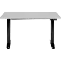 Beliani Schreibtisch Grau/Schwarz Melamin 120x72cm Elektrisch Höhenverstellbar Rechteckig mit USB Rundes Metallgestell Modern Büro Steh-Sitz-Tisch