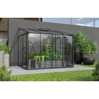 Pergart Vitavia, Anlehn-Gewächshaus "Osiris 5200", schwarz, 5,2 m², 3 mm ESG, 6 mm HKP