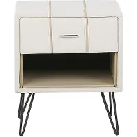 Beliani Nachttisch Hellbeige Kunstleder mit Schublade und Fach Modern Minimalistisch Glamour Look Schlafzimmer