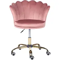 Beliani Bürostuhl Rosa u. Gold Samt Gepolstert Gesteppt Muschelform Höhenverstellbar Drehbar Drehstuhl für Homeoffice Büro Schminktisch