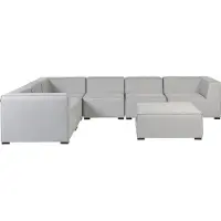 Beliani Lounge Set Hellgrau Stoffbezug Modular 7-teilig Linksseitig Ecksofa mit Ottomane Outdoor u. Indoor für 7 Personen Garten Terrasse Wintergarten