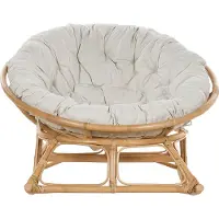 Beliani Schaukelstuhl Natur / Beige aus Rattan mit Kissen Boho Stil Indoor Outdoor
