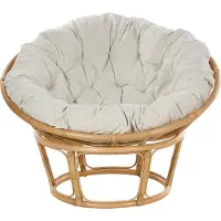 Beliani Gartensessel 2er Set Natürlich Rattan Rund 110 cm Groß Drehbar mit Auflage Beige Boho Korbsessel Rattansessel Outdoor Indoor Terrasse Balkon