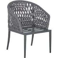 Beliani Gartenstuhl 2er Set Grau Aluminium mit Armlehnen Auflagen Flechtseil Terrasse Balkon Outdoor Möbel