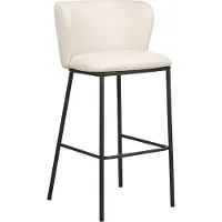 Beliani Barstuhl 2er Set Cremeweiß Bouclé und Metall mit Niedriger Lehne Fußstützen Retro Design Sitzmöbel Wohnzimmer Küche Bar Wohnküche Ausstattung