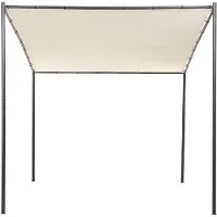 Beliani Pergola in Beige 282 x 294 cm Schwarzer Rahmen für Garten Terrasse Außenbereich Outdoor Pavillon Gartenpavillon