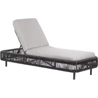 Beliani Garten Outdoor Liege Natur und Grau PE Rattan Aluminium Polyester Stoff Kissen Verstellbare Rückenlehne