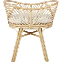 Beliani Stubenbett Natürlicher Farbton Rattan mit Gestell Polster Cremeweiß Boho Design Babyzimmer Ausstatung Zubehör Babybett Moseskorb Stubenkrob