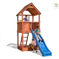 Fungoo Spielturm / Gartenspielhaus JOY, mit Rutsche 2,2m & Sandkasten; 00555