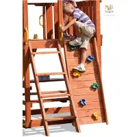 Fungoo , Modul "Step On", teak, Kletterwand mit Klettersteinen