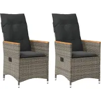 vidaXL Gartensessel mit Kissen 2 Stk. Verstellbar Grau Poly Rattan