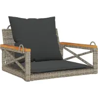 vidaXL Hängesessel mit Kissen Grau 63x62x40 cm Poly Rattan