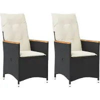 vidaXL Gartensessel mit Kissen 2 Stk. Verstellbar Schwarz Poly Rattan