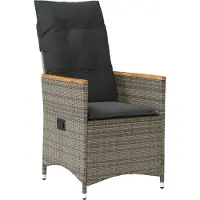vidaXL Gartensessel Verstellbar mit Kissen Grau Poly Rattan